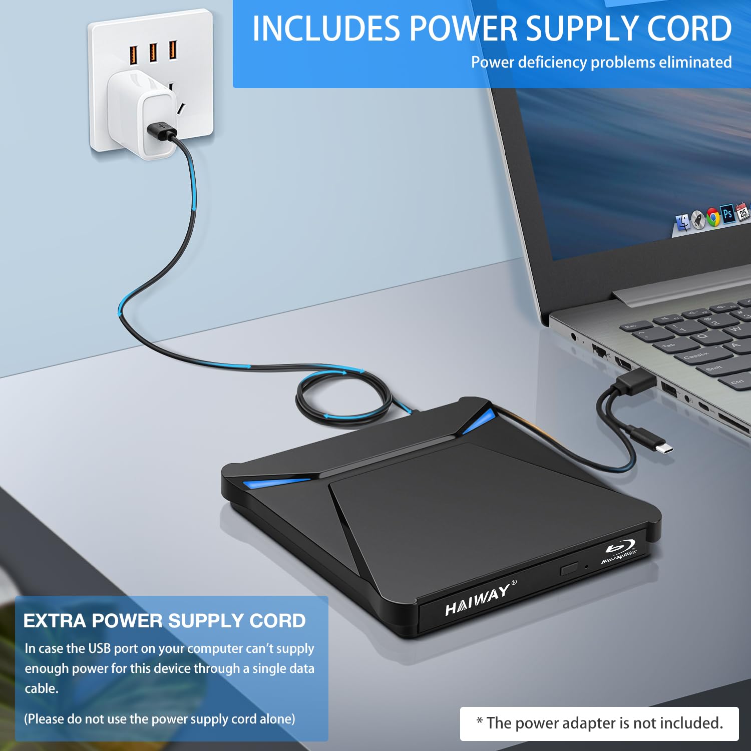 Haiway Gravador de Blu-ray externo 5 em 1, gravador USB 3.0 e